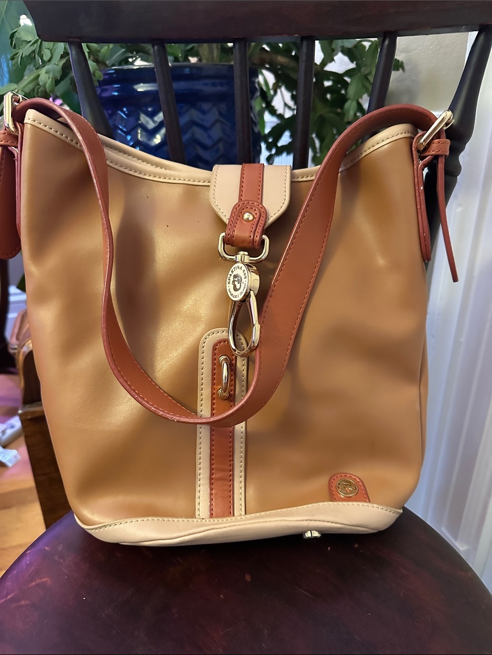 Spartina 449 Two-Tone Tan, Cream & Brown Shoulder Bag NWOT!